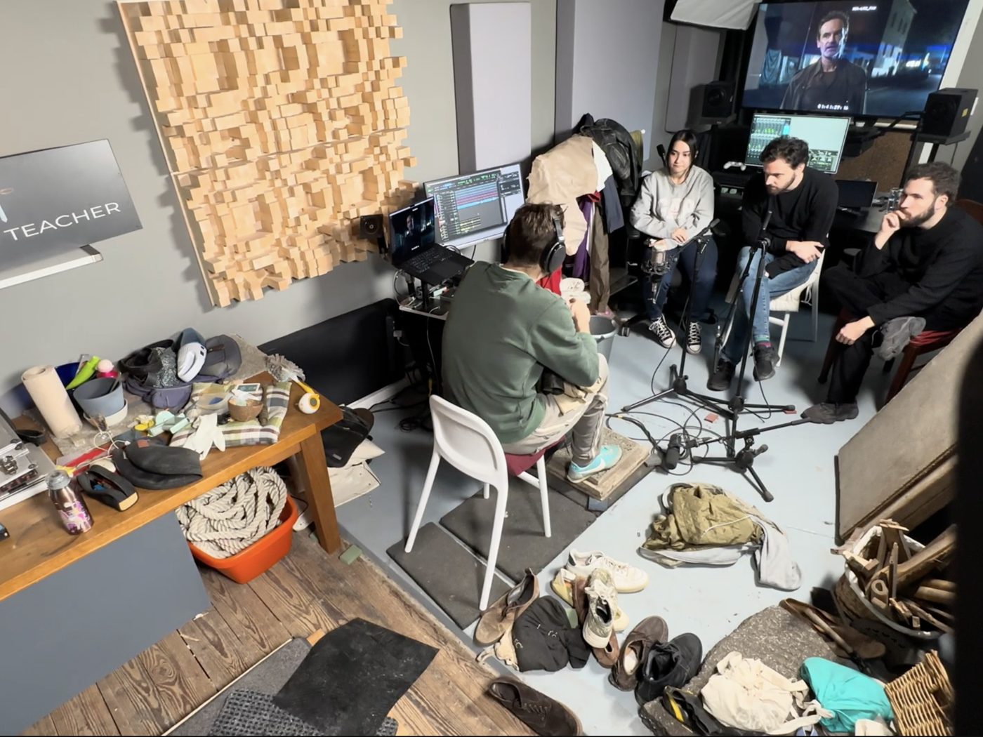 Bastian Gerner teaching a Foley workshop on his stage