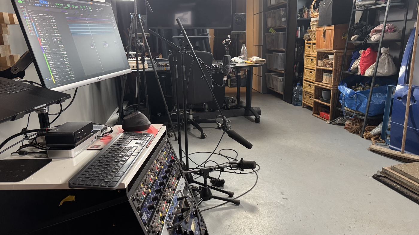 Mixing desk and stage floor